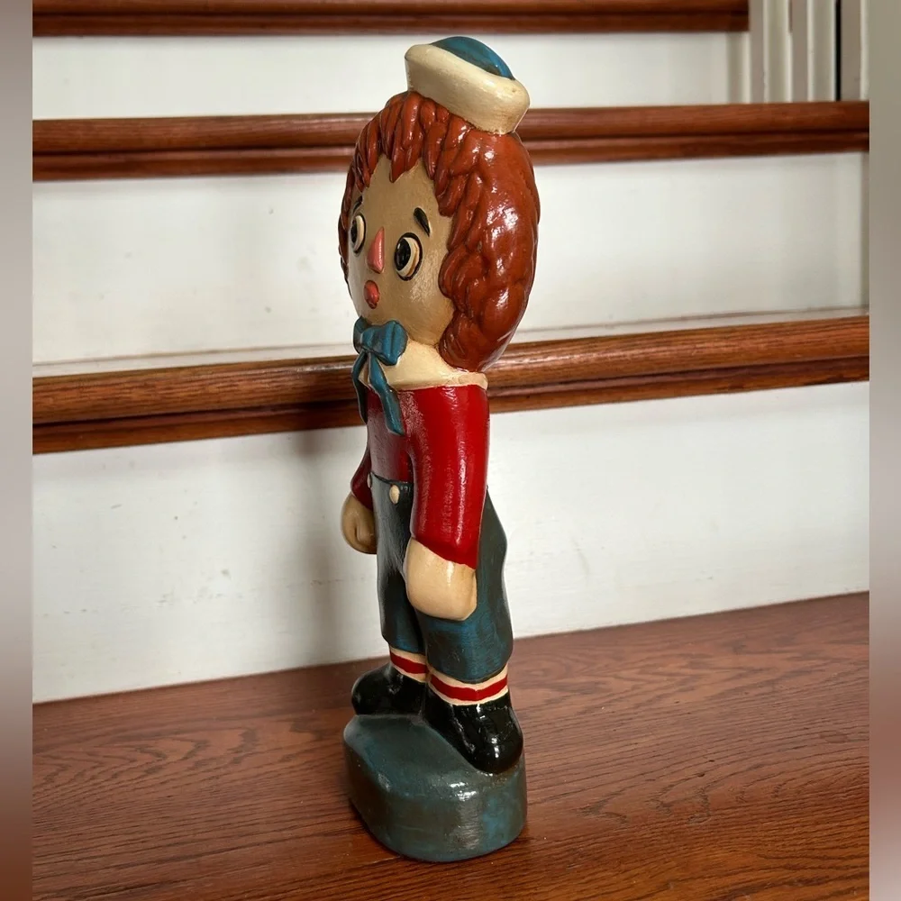 Vintage Raggedy Andy Ceramic Statue 1970s Hand-Painted Figurine 12